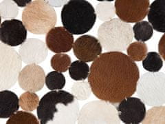 Beliani Hnědý kožený patchwork koberec 140 cm SORGUN