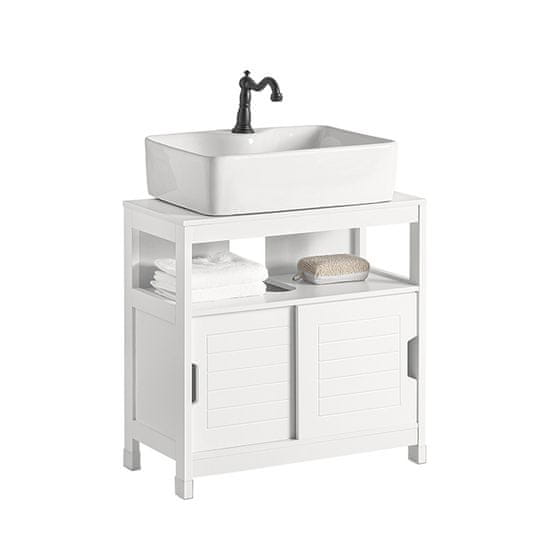 SoBuy FRG128-W Skříňka pod umyvadlo, koupelnový nábytek, koupelnová skříňka s podložkou, bílá