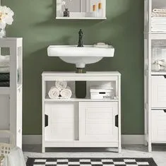 SoBuy FRG128-W Skříňka pod umyvadlo, koupelnový nábytek, koupelnová skříňka s podložkou, bílá