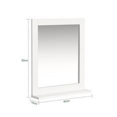 SoBuy FRG129-W Zrcadlo Nástěnné zrcadlo Koupelnové zrcadlo s policí bílé 40x49x10cm