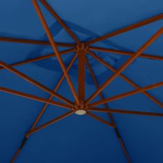 Greatstore Konzolový slunečník s dřevěnou tyčí 400 x 300 cm azurově modrý