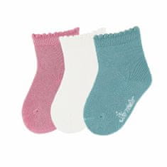 Sterntaler Ponožky jednobarevné 3 páry dívčí růžové, krémové, tyrkys 8502081, 18
