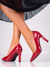Amiatex Módní dámské lodičky červené na jehlovém podpatku + Ponožky Gatta Calzino Strech, odstíny červené, 38