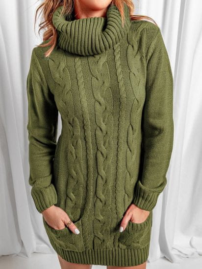 OMG! Dámské pletené šaty s rolákem Ourno zelená