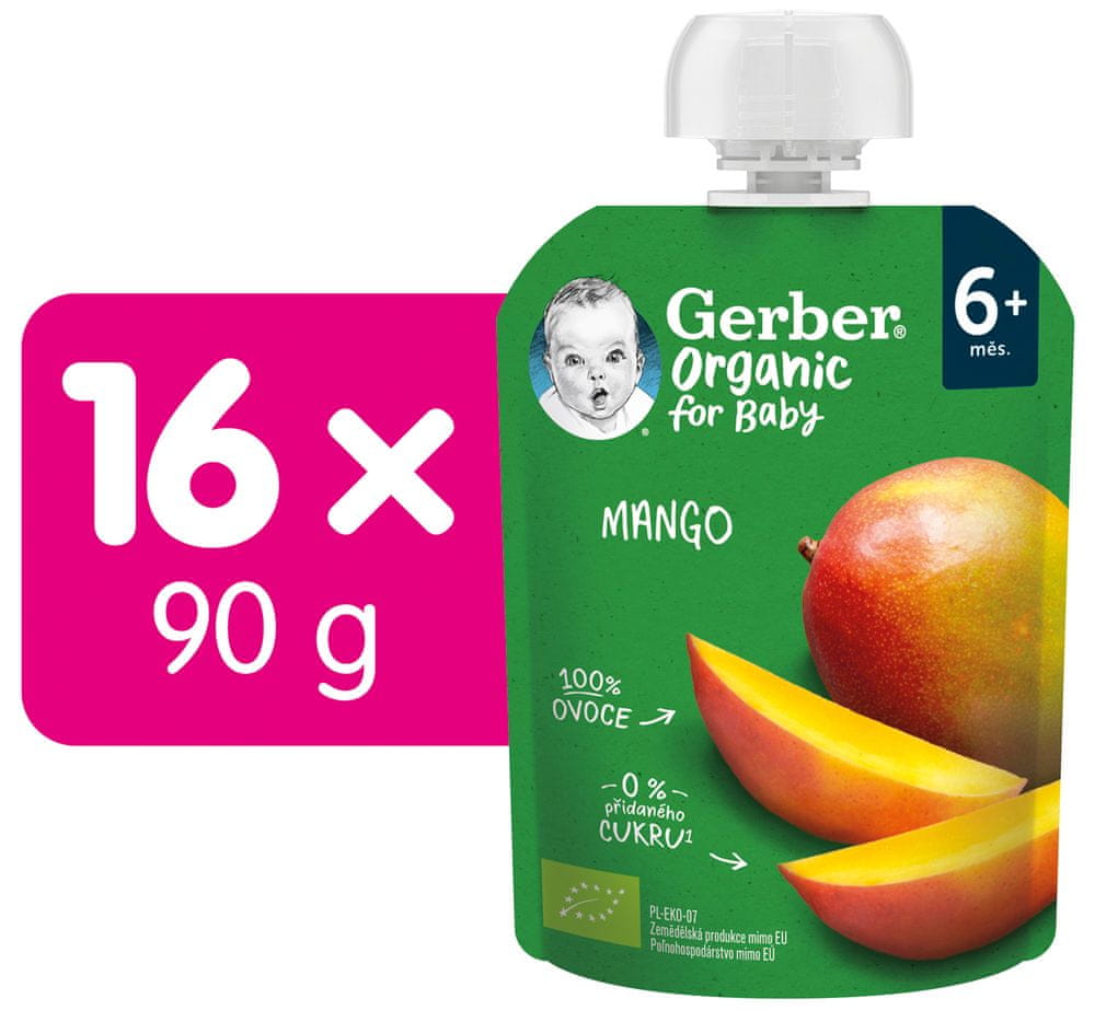 Levně Gerber Organic kapsička mango 16x90 g