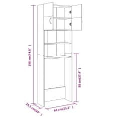 shumee Koupelnová skříňka šedá sonoma 64 x 25,5 x 190 cm