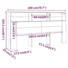Vidaxl Čelo postele s úložným prostorem betonově šedé 200x19x103,5 cm