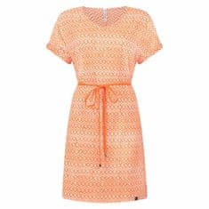 ZOSO oranžové šaty se vzorem a páskem Velikost: L