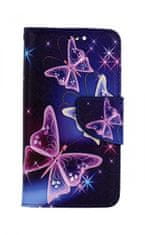 TopQ Pouzdro iPhone 13 mini knížkové Modré s motýlky 66415