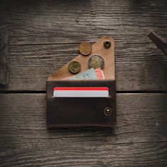 Minimalistická kožená peněženka Wood Brown