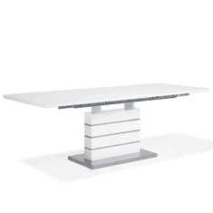 Beliani Rozkládací bílý jídelní stůl se základnou s nerezové oceli 180/220 x 90 cm HAMLER