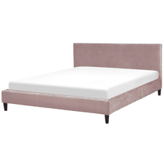 Beliani Čalouněná postel v růžovém sametu 160 x 200 cm FITOU