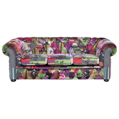 Beliani Prošívaná patchwork fialová čalouněná sedačka CHESTERFIELD