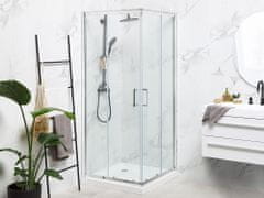 Beliani Stříbrný sprchový kout z tvrzeného skla 90 x 90 x 185 cm TELA
