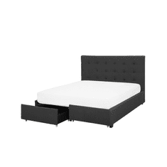 Beliani Čalouněná postel 140 x 200 cm s úložným prostorem tmavě šedá LA ROCHELLE