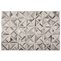 Beliani Kožený patchworkový koberec 140 x 200 cm hnědý a béžový TAYTAN