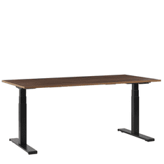 Elektricky nastavitelný psací stůl 180x80 cm tmavé dřevo a černá DESTIN II