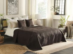 Beliani Sada embosovaného přehozu na postel s polštáři 200 x 220 cm hnědá RAYEN