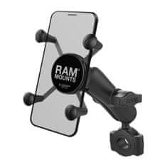 RAM MOUNTS sestava - malý držák X-Grip se středním ramenem a základnou Torque na průměr 3/4”až 1 ”