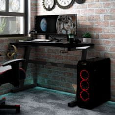 Greatstore Herní stůl s LED a nohami ve tvaru Z černý 90 x 60 x 75 cm