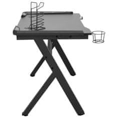 Greatstore Herní stůl s LED a nohami ve tvaru Y černý 90 x 60 x 75 cm