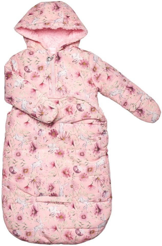 Just Too Cute dívčí bunda s nánožníkem – Květy Y1301 růžová 62