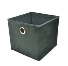 Homea Textilní úložný box sametový tmavě zelený 31x31x28 cm