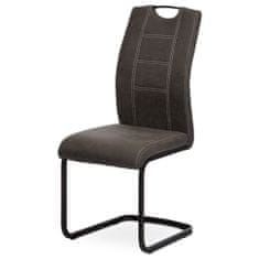 Autronic Jídelní židle, šedá látka v dekoru vintage kůže, bílé prošití, kov - černý lak DCL-413 GREY3