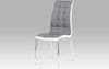 Autronic Jídelní židle, potah šedá látka a bílá ekokůže, kovová podnož, chrom DCL-420 GREY2