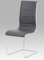 Autronic Jídelní židle, šedá koženka, bílý lesk, chrom WE-5030 GREY