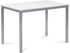 Autronic Jídelní stůl 110x70x75 cm, deska MDF, bílá barva, kovová podnož, střbrný lak GDT-202 WT