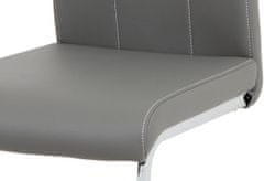 Autronic Jídelní židle šedá koženka / chrom DCL-411 GREY