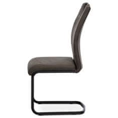 Autronic Jídelní židle, šedá látka v dekoru vintage kůže, bílé prošití, kov - černý lak DCL-413 GREY3
