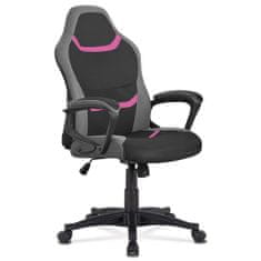Autronic Kancelářská a herní židle, potah růžová, šedá a černá látka, houpací mechanismus KA-L611 PINK