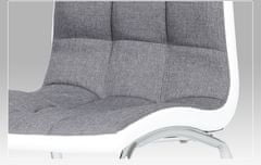 Autronic Jídelní židle, potah šedá látka a bílá ekokůže, kovová podnož, chrom DCL-420 GREY2