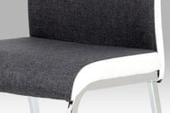 Autronic Jídelní židle šedá látka + bílá koženka / chrom DCL-433 GREY2