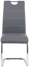 Autronic Jídelní židle, potah šedá ekokůže, bílé prošití, kovová pohupová podnož, chrom HC-481 GREY