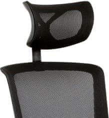 Autronic Kancelářská židle s podhlavníkem, potah černá látka a síťovina mesh, houpací mec KA-B1013 BK