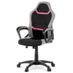Autronic Kancelářská a herní židle, potah růžová, šedá a černá látka, houpací mechanismus KA-L611 PINK