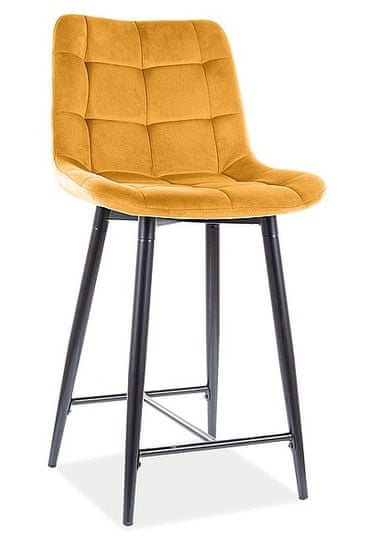 CASARREDO Barová čalouněná židle SIK VELVET žlutá curry/černá