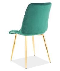 CASARREDO Jídelní čalouněná židle SIK VELVET zelená/zlatá