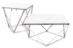 CASARREDO Konferenční stolek SILVER A II ocel/efekt bílého mramoru