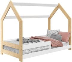 eoshop Dětská postel Domek 80x160 cm D5 + rošt a matrace ZDARMA - borovice / bílá