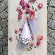 MojeParty KORNOUT svatební na okvětní lístky krajkový perleťově bílý 8ks 18cm