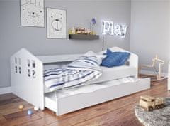 Kocot kids Dětská postel Kacper bílá se šuplíkem, s matrací 180/80 (LKA_BI_18/8ZS_M) 2*Karton