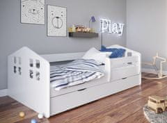 Kocot kids Dětská postel Kacper bílá se šuplíkem, s matrací 180/80 (LKA_BI_18/8ZS_M) 2*Karton