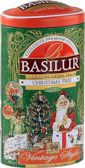 Basilur Cejlonský zelený čaj s třešní a jablkem. 100g. CHRISTMAS TREE Vintage