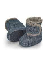 Sterntaler botičky textilní zimní, kostička, kožíšek, protiskluzové, modré 5102122, 18