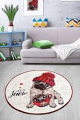 Conceptum Hypnose Kulatý koberec Let It Snow 100 cm hnědý/červený