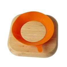 BEUNIK Dětský bambusový talířek s lžičkou - oranžová
